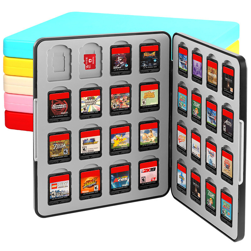 กรณีการ์ดเกมสําหรับ นินเทนโด สวิตช์ & สวิทช์ OLED การ์ดเกมหรือไมโคร SD การ์ดหน่วยความจํา,แบบพกพาสวิทช์เกมการ์ดหน่วยความจําการจัดเก็บกับ 32/64 ช่องเสียบการ์ดไมโคร SD