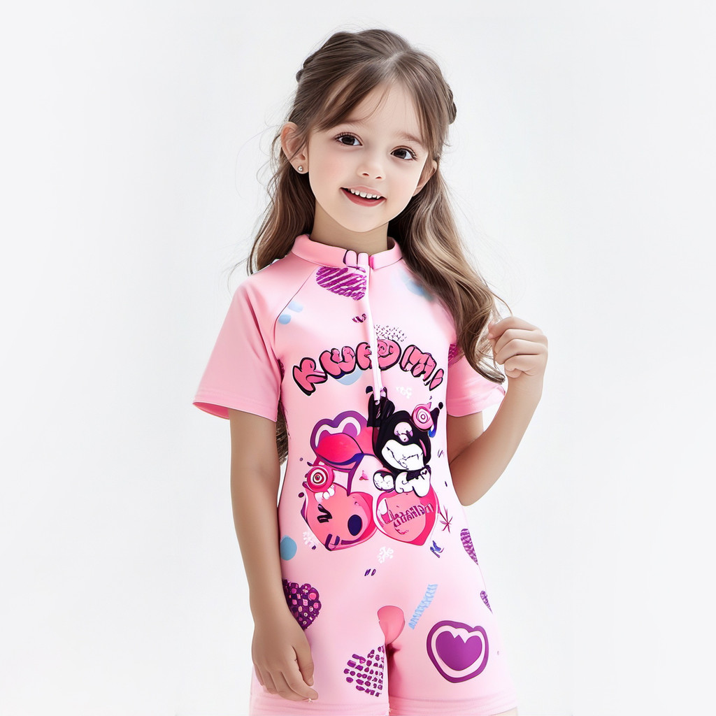 SUNNY VIBE 2024 ฤดูร้อนสไตล์ใหม่ชุดว่ายน้ําเด็กหญิง หนึ่ง ชิ้นส่วน ชุดว่ายน้ําชุดว่ายน้ําชุดการ์ตูนหมวกแมงมุม DG-HYQ09021342