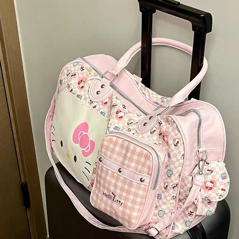 Hellokitty กระเป๋าเดินทางกระเป๋าเดินทางแบบพกพาอเนกประสงค์ความจุขนาดใหญ่