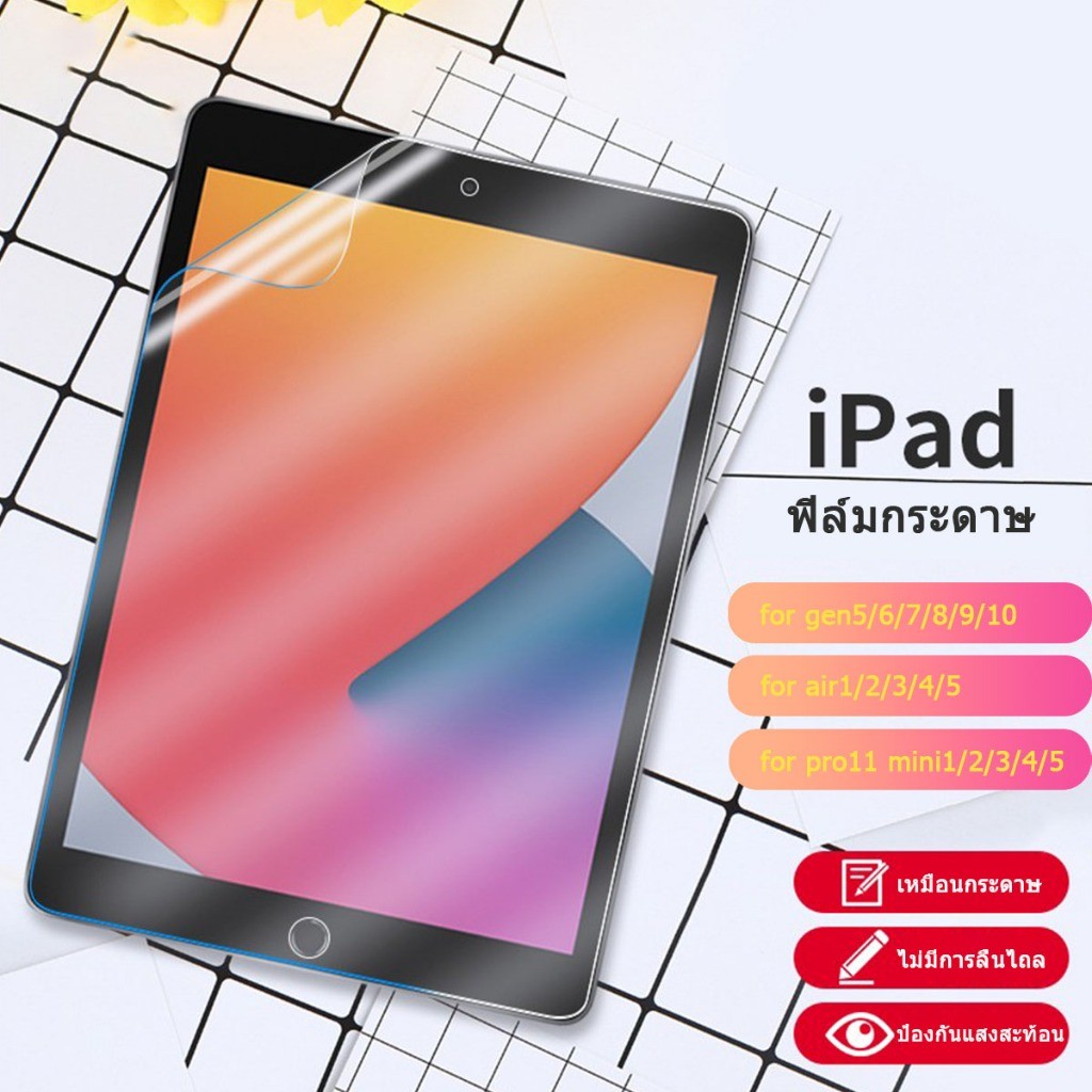 🔥ฟิล์มกระจกใสนิรภัย สำหรับ ไอแพด Mini6/7 Air 6/7 M3 iPad Pro 12.9/11(2018/2020) Pro13 Air13ไอแพดเจน