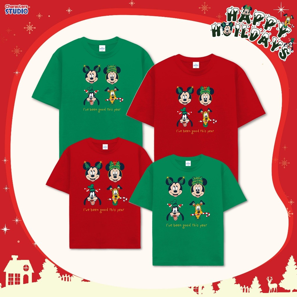 COD (จัดส่งในกรุงเทพฯ) MAO Shop T-Shirt & Friends Christmas - เสื้อยืดดิสนีย์ครอบครัวมิกกี้เมาส์และผองเพื่อน #56319