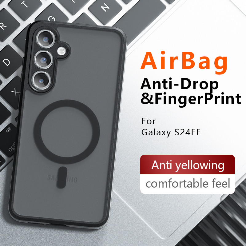 สําหรับ Samsung Galaxy S24 FE กรณี ELVEV Anti-drop ถุงลมนิรภัย Hard PC + TPU สบายผิว-รู้สึกฝาครอบโทรศัพท์