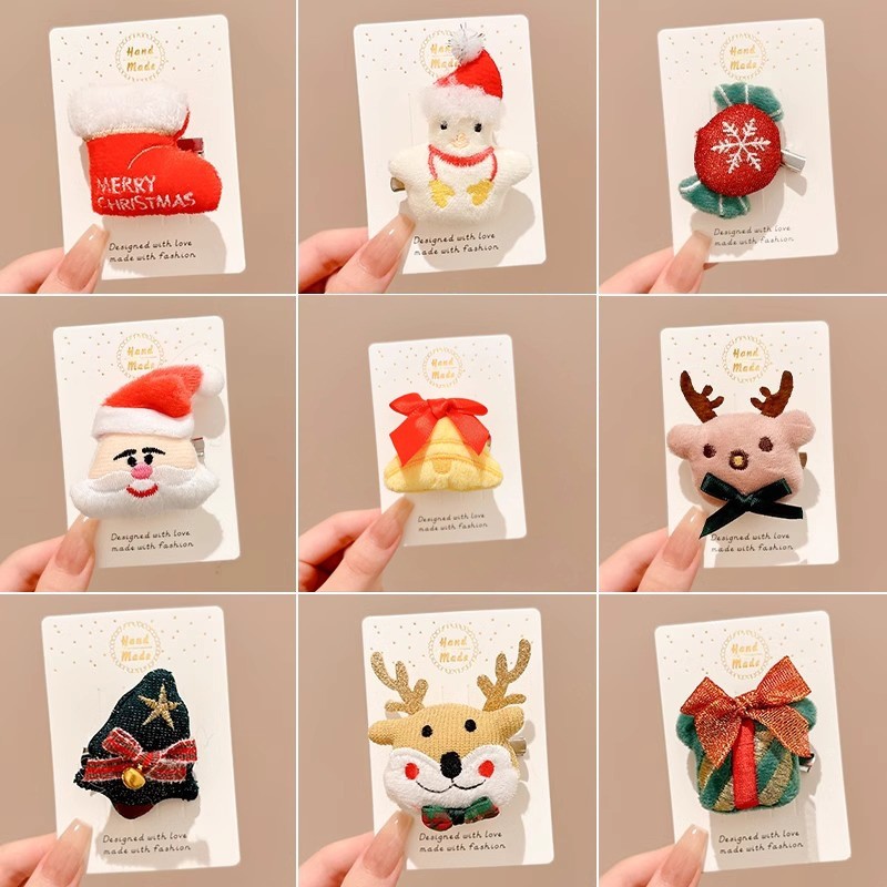 Ins แฟชั่นน่ารักตุ๊กตาคริสต์มาส Hairpin Santa Elk Hairpin วันหยุดแต่งตัวหน้าผากคลิปผม Headdress