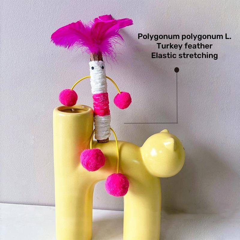 แมวไม้ Tengonum ของเล่นของเล่นแมวบดทําความสะอาดฟัน Feather Teasing Stick สัตว์เลี้ยง Interactive ของเล่น - รูปที่ 3