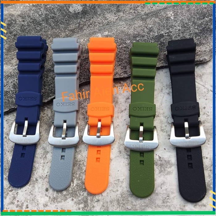 SEIKO DIVER DIVERS 22MM RUBBER STRAP SEIKO 22 MM WATCH STRAP - สีดํา