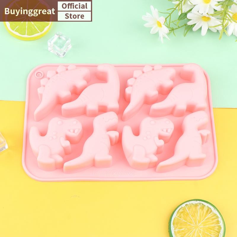 Tst 1 PC 8 Cavity ไดโนเสาร์แม่พิมพ์ซิลิโคน DIY ไดโนเสาร์เค้กตกแต่ง Candy Jelly เบเกอรี่เครื่องมือสบู่ Mould ถาดน้ําแข็งตกแต่งแม่พิมพ์ SG