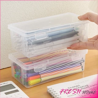 Fresh กล่องใส่เครื่องเขียน อเนกประสงค์ พร้อมฝาปิดล็อก กันน้ํา กันฝุ่น กล่องดินสอพลาสติกใส Pencil-Box
