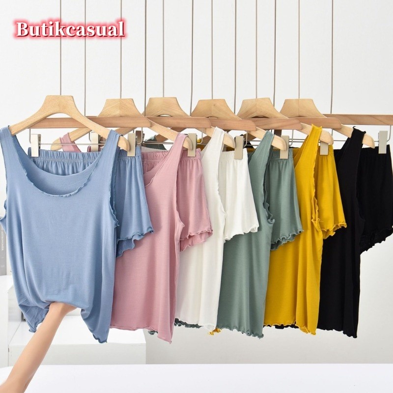 พร้อมส่ง เซตชุดนอน กางเกงขาสั้น ผ้าฝ้าย ทรงหลวม สองชิ้น สําหรับผู้หญิง