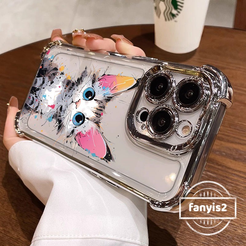 สําหรับoppo A60 A3X A18 A38 A15 A16 A57 A77s A5s A3s A54 A58 A95 A7 A9 A5 A78 A79 A98 Reno7Zปลอกการ์ตูนน่ารักป้องกันการล่มสลายชุบถุงลมนิรภัยโปร่งใสฝาครอบโทรศัพท์โปร่งใส