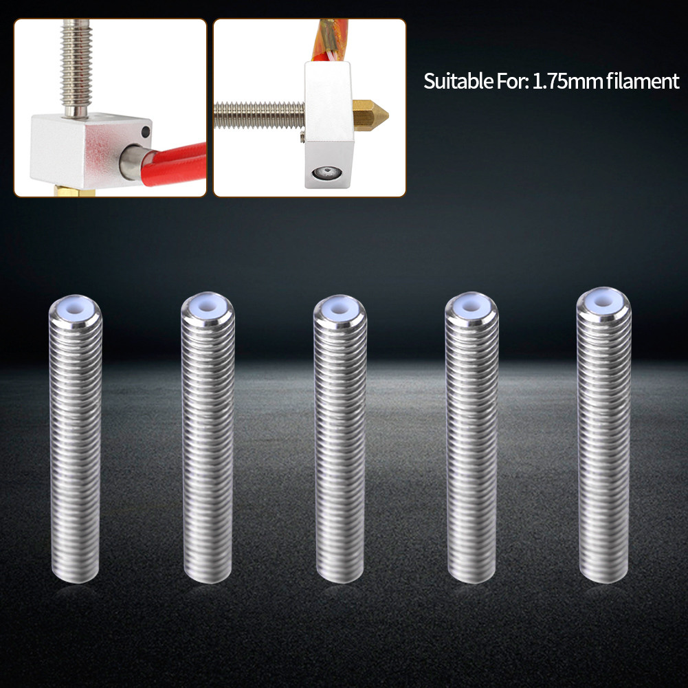 5pcs หัวฉีดคอสแตนเลส M6 PTFE หลอดอุปกรณ์เสริมสำหรับเครื่องพิมพ์ 3D MK8 Extruder 1.75 มม.