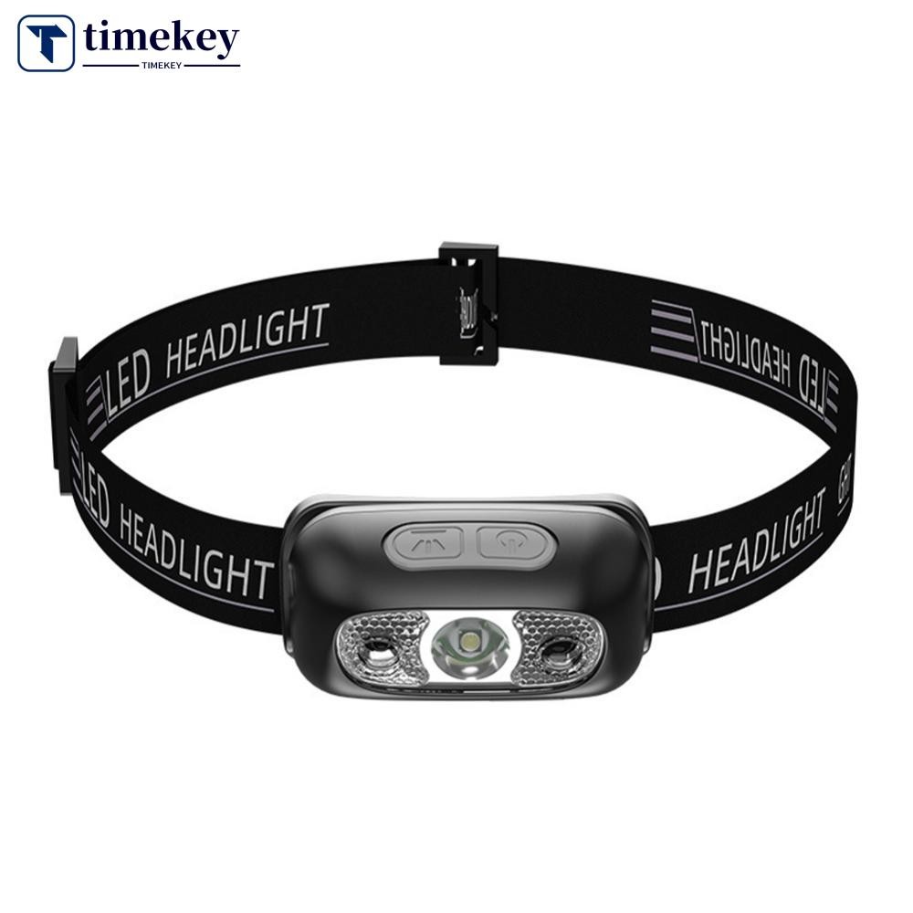 Timekey ไฟหน้า LED ชาร์จแบบพกพาไฟหน้าแบบเหนี่ยวนําไฟฉายแฟลชขนาดเล็กแบบพกพาไฟตกปลากลางคืน V5Y3