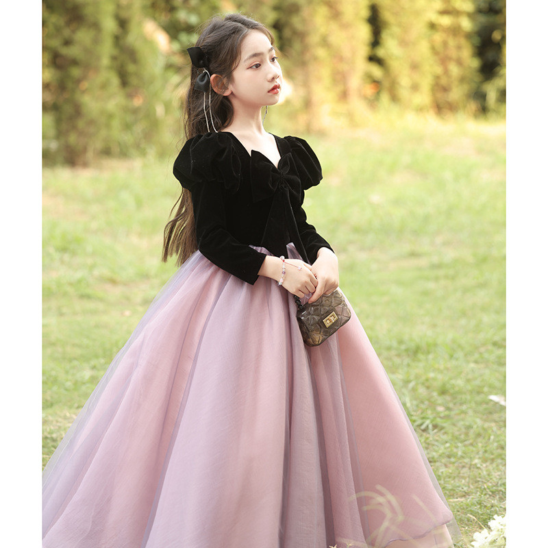 สาวแต่งตัวแสงหรูหราซอกระดับไฮเอนด์สาวน้อยวันเกิดชุดเจ้าหญิงเด็กโฮสต์เปียโนประสิทธิภาพเครื่องแต่งกาย