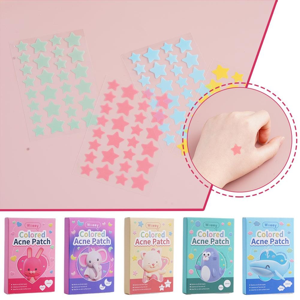 144แพทช์(36ชิ้น*4) แผ่นแปะสิวที่มีสีสันน่ารักดาวเมฆรักดวงจันทร์สิวครอบคลุมแพทช์