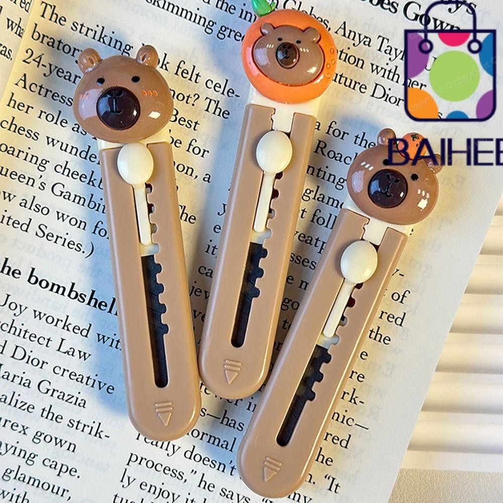 ไป๋เฮ เครื่องตัดหัวหมี,การ์ตูนโรงเรียนอุปกรณ์สํานักงานเครื่องมือตัดกระดาษ,พลาสติกมินิหดจดหมายเปิด