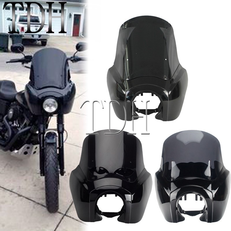 TH 9in 12in 15in Tall Air Flow Club Style 5.75" Headlight Fairing Windshield For Harley Dyna Street 