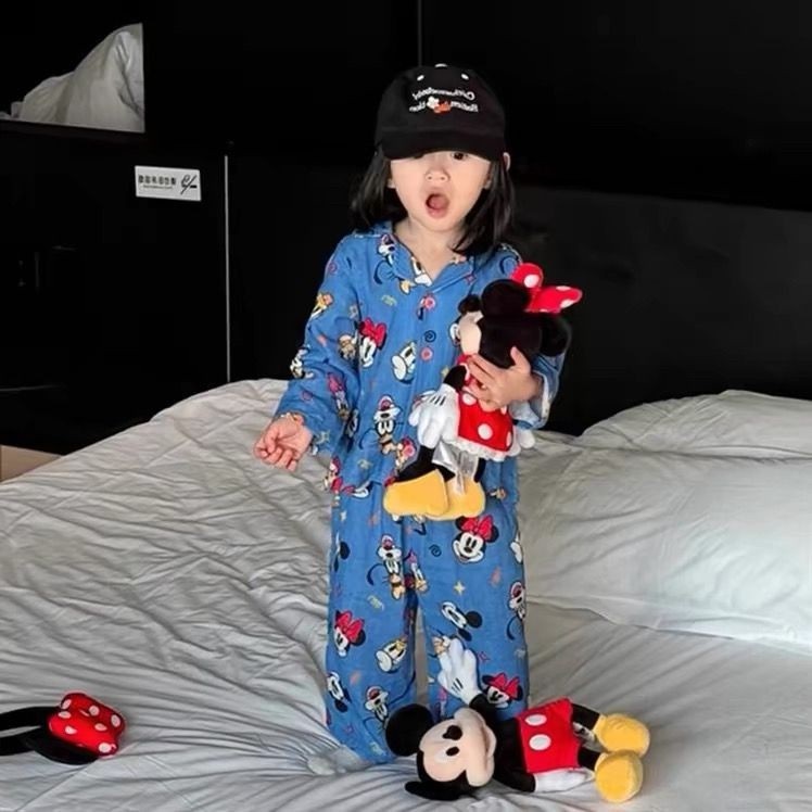 [W.M KIDS & BABY] พร้อมสต็อก & จัดส่งฟรีชุดนอนเด็กฤดูใบไม้ผลิฤดูใบไม้ร่วงเวอร์ชั่นเกาหลีสไตล์ใหม่ชายหญิงแขนยาวน่ารักการ์ตูน Loungewear ชุดสองชิ้นขนาดกลางขนาดใหญ่เด็กสบายๆ Com