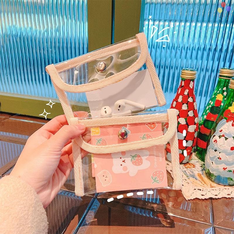[CO] กระเป๋าใส่เหรียญใสขนาดเล็ก PVC Clear Mini หญิงกระเป๋าผู้หญิงคีย์ลิปหูฟังกระเป๋าเก็บเหรียญกระเป๋าสตางค์กระเป๋า TH