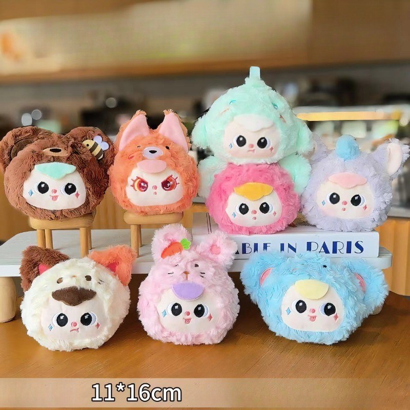 กระเป๋าใส่เหรียญตุ๊กตาสัตว์น่ารักการ์ตูนเด็กสามพวงกุญแจกระเป๋านักเรียนจี้