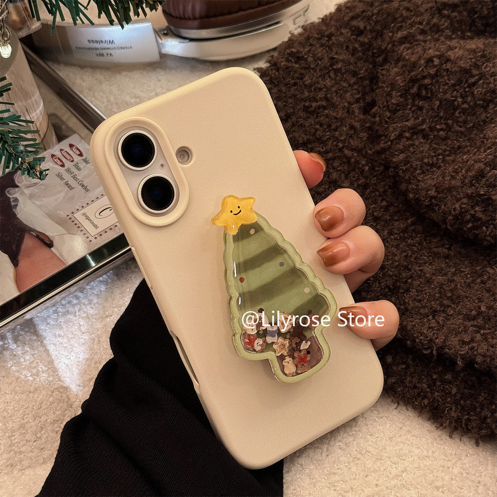 เคสโทรศัพท์คริสต์มาสสําหรับ ไอโฟน 16 15 14 13 12 มือโปร สูงสุด พร้อมที่วางโทรศัพท์โต๊ะโต๊ะยืนต้นไม้สีเขียว
