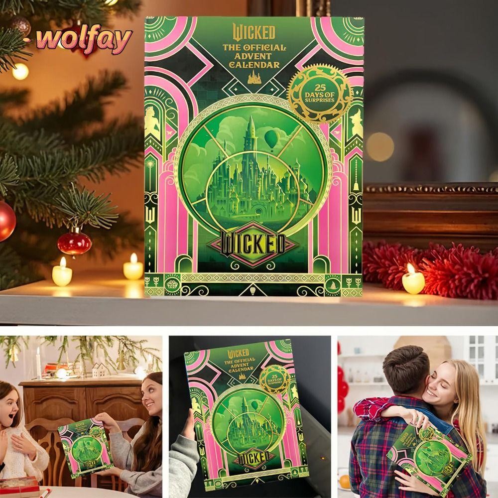 Wolfay 25 Day Christmas Advent Calendar, 25 Themed Collectible Items Year Gift Wicked Advent Calendar, ตกแต่งบ้าน Xmas 2024 Christmas Advent ปฏิทิน