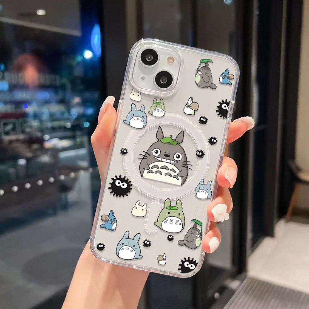 My Neighbor Totoro No Faceเคสโทรศัพท์สําหรับiPhone16 15 14 11 13 12 X XS Pro Max Xr Mini Xr 7 8 Plusมือถือโปร่งใสไม่เหลืองกันกระแทกแม่เหล็กป้องกันกรณี