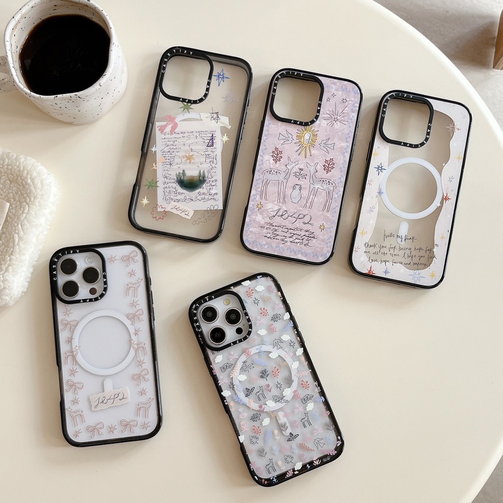 2.5 อะคริลิคแม่เหล็กแกะสลักป่าจุดกวาง Ouyang Nana Productive hard Case สําหรับ iPhone 16 15 14 13 12 11 Pro Max Plus กันกระแทกฝาครอบป้องกัน