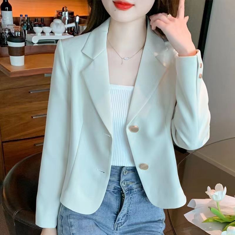 ปีขนาดเล็กสั้นเสื้อสูทลําลองผู้หญิงฤดูใบไม้ร่วงสไตล์ฝรั่งเศส Classy Slimmer ดูชุดสูทแขนยาวด้านบน