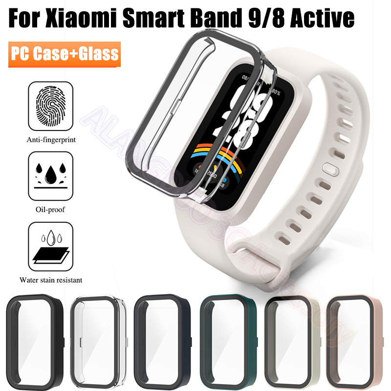 Xiaomi Smart Band 9 8 Active Case PC Full Cover + ฟิล์มกระจกนิรภัย Hard Casing สําหรับ Xiaomi Mi Band 9 8 Active สมาร์ทวอท์ชอุปกรณ์เสริมสําหรับ Redmi Band 3 2