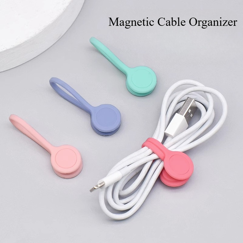 Creative Magnetic Cable Organizer Bobbin Winder สายชาร์จซิลิโคน, เครื่องมือจัดเก็บสายเคเบิลข้อมูล 11 ซม. Magnetic Cable Organizer
