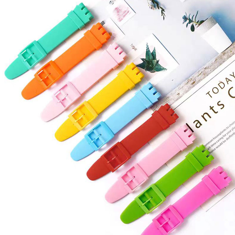 สายนาฬิกาซิลิโคนบางเฉียบสําหรับสายนาฬิกา Swatch 12 มม.16 มม.17 มม.19 มม.20 มม.สร้อยข้อมือ YIS404 SURS103 YLS195 ยาง WatchBand สายรัดข้อมือที่มีสีสันกีฬาเข็มขัดข้อมือกันน้ํา