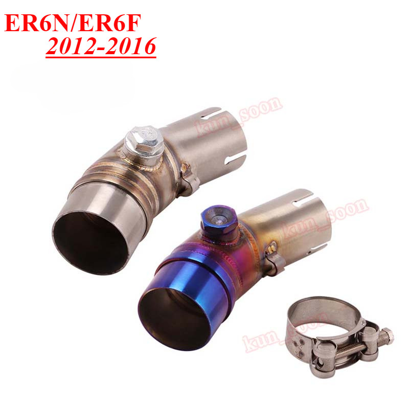 51mm/2″ OD Slip-on Mid Pipe สําหรับ ER6N ER6F 2012-2016 Versys650 การปรับเปลี่ยนท่อไอเสียรถจักรยานยนต์