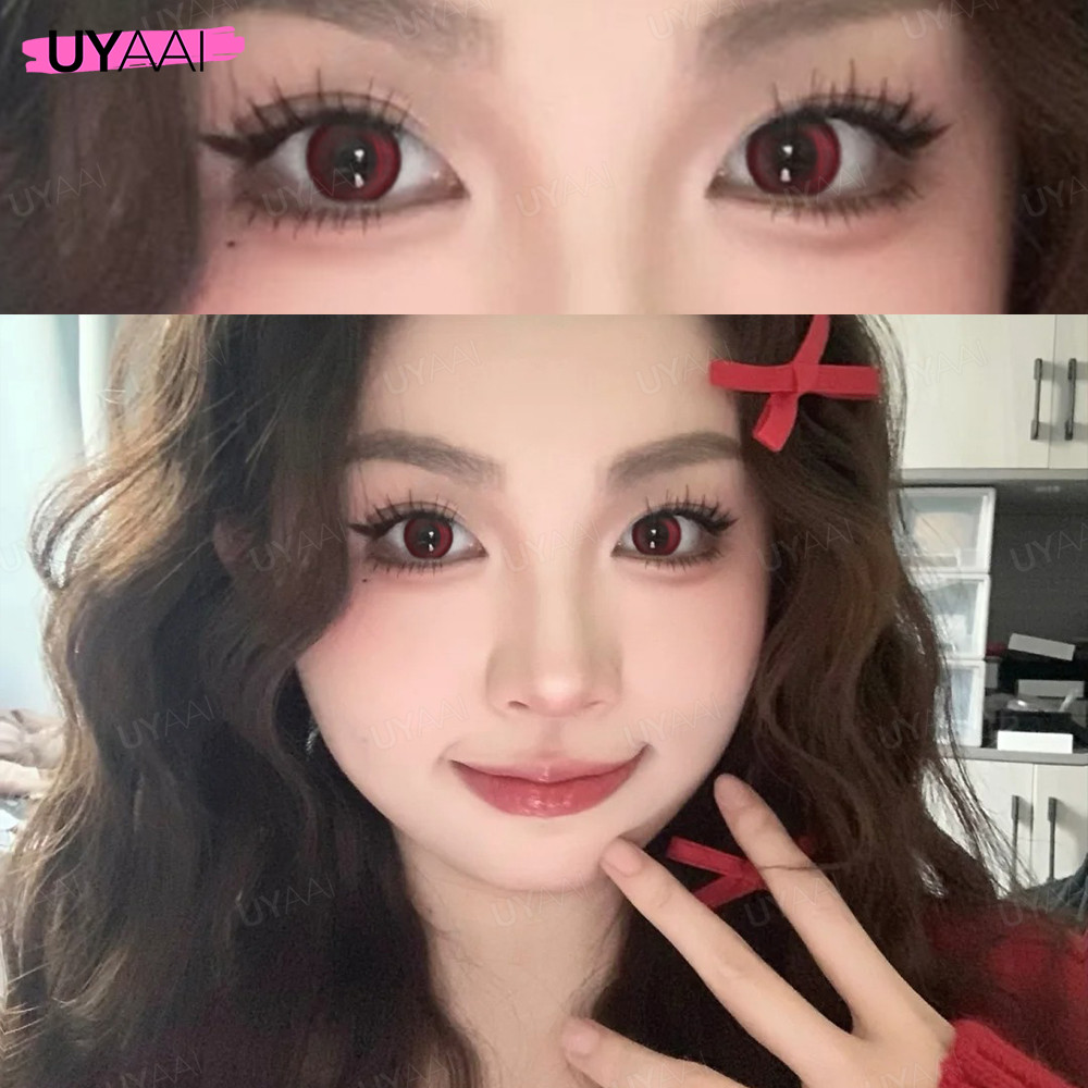 [0.00~-6.00] คอนเทคเลนส์ UYAAI คอนแทคเลนส์สีซีรีย์ K4 14.5mm สีแดง รายเดือน