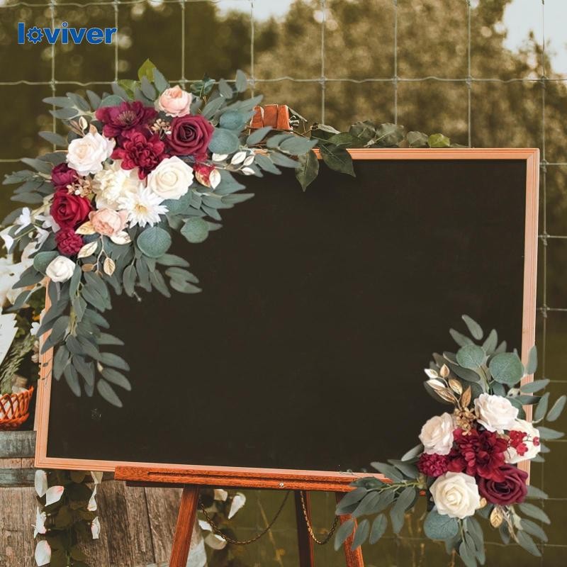 [Loviver] 2 ชิ้นดอกไม้ประดิษฐ์ Swag ตกแต่งการจัดดอกไม้ Swag Farmhouse ซุ้มจัดงานแต่งงานดอกไม้สําหรับ