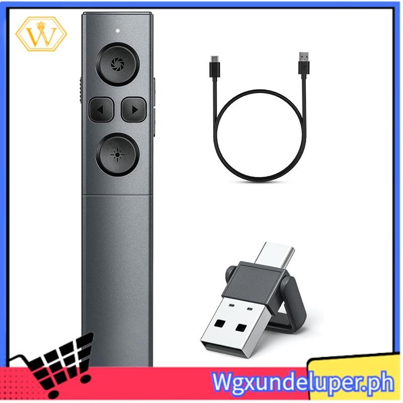 W1 ชิ้น 2-In-1 USB Type C Presentation Clicker พลาสติกสีดํา Clicker สําหรับการนําเสนอ PowerPoint