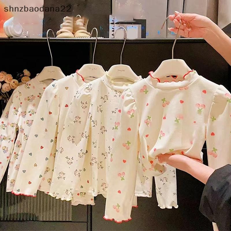 [ชุนซ์ดี] ฤดูใบไม้ร่วงและฤดูหนาวใหม่สาวดอกไม้เสื้อสวมหัวสไตล์เกาหลีเด็กสาวแฟชั่นอเนกประสงค์ จุดต่ําสุด เสื้อด้านบนเสื้อยืด เอเอ็มเค