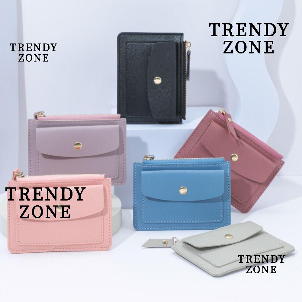 Trendysone กระเป๋าใส่เหรียญ, กระเป๋าใส่บัตรเครดิตสีทึบสั้น, หนัง PU เรียบง่าย Multi-Cards ผู้ถือกระเป๋าเงินผู้หญิง