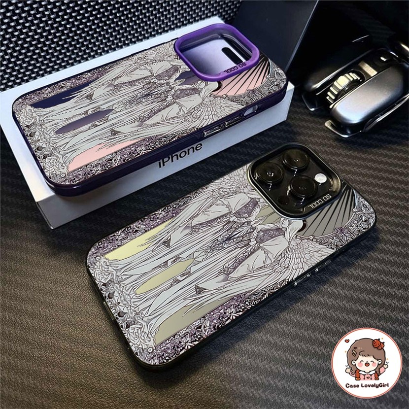🔥ส่งจากไทย🔥Ins Retro แองเจิล เคส IPhone 16 11 15 14 13 Pro Max XR 12 Pro 7 8Plus SE X Xs Max Anti-fall Hard Case