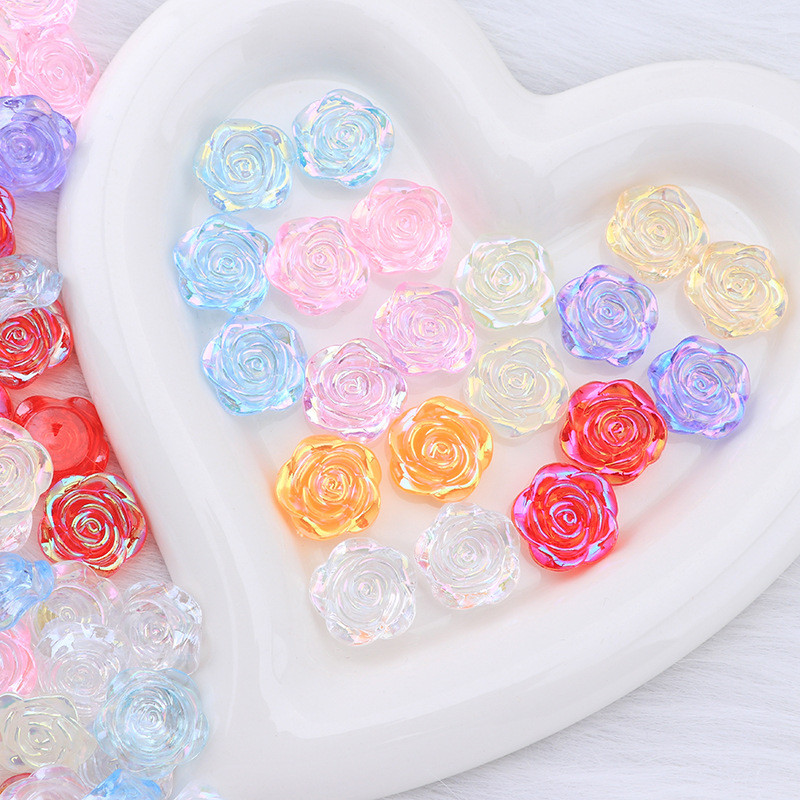 30 ชิ้น Rose ดอกไม้ลูกปัด DIY AB Magic สีอะคริลิค Charms สําหรับสร้อยข้อมือสร้อยคอจี้เครื่องประดับทําอุปกรณ์เสริม