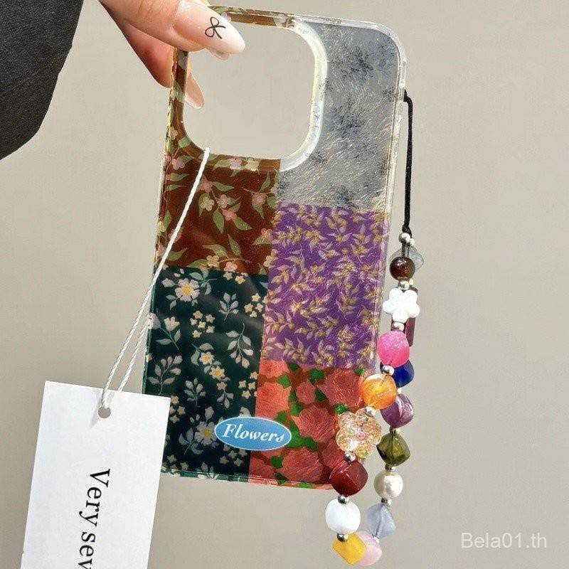 เคสโทรศัพท์สำหรับ iPhone INS เคสโทรศัพท์ลายดอกไม้เย็บวินเทจแบบอเมริกัน16/15/14 13/12แบบด้าน11 /xr เคสป้องกัน dxpl