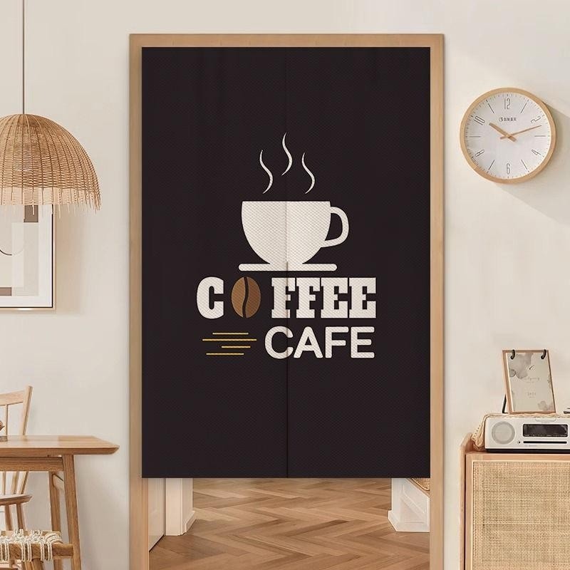 ม่านประตูพร้อมก้านสําหรับร้านกาแฟที่ทันสมัยสีดําตกแต่งยาวสั้นประตูผ้าม่านสําหรับร้านค้าบ้านครัวพาร์ทิชันห้อง