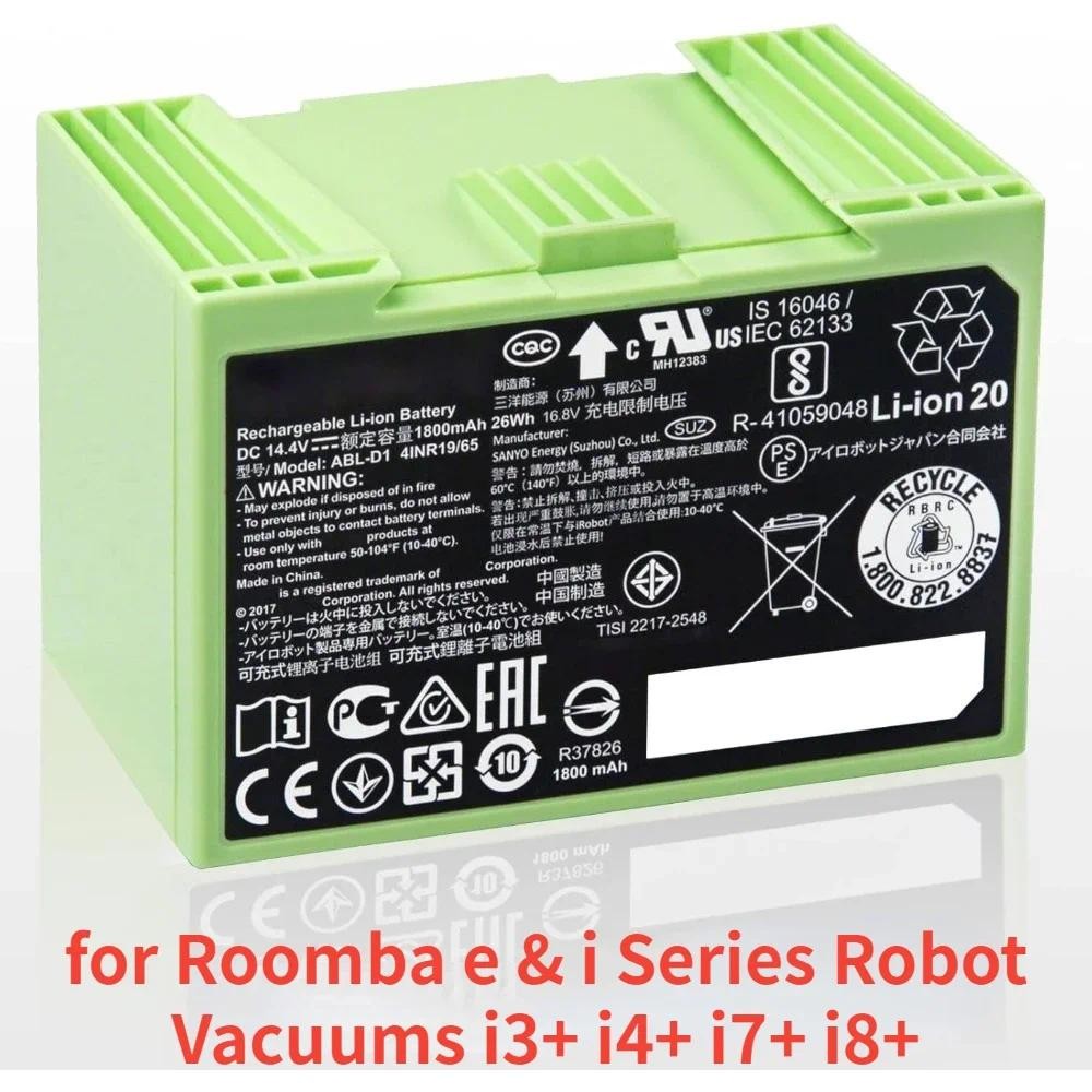 ABL-D1 14.4V 5000MAH Authentic Replacement Parts - Lithium Ion Battery for Roomba e & i Series Robot