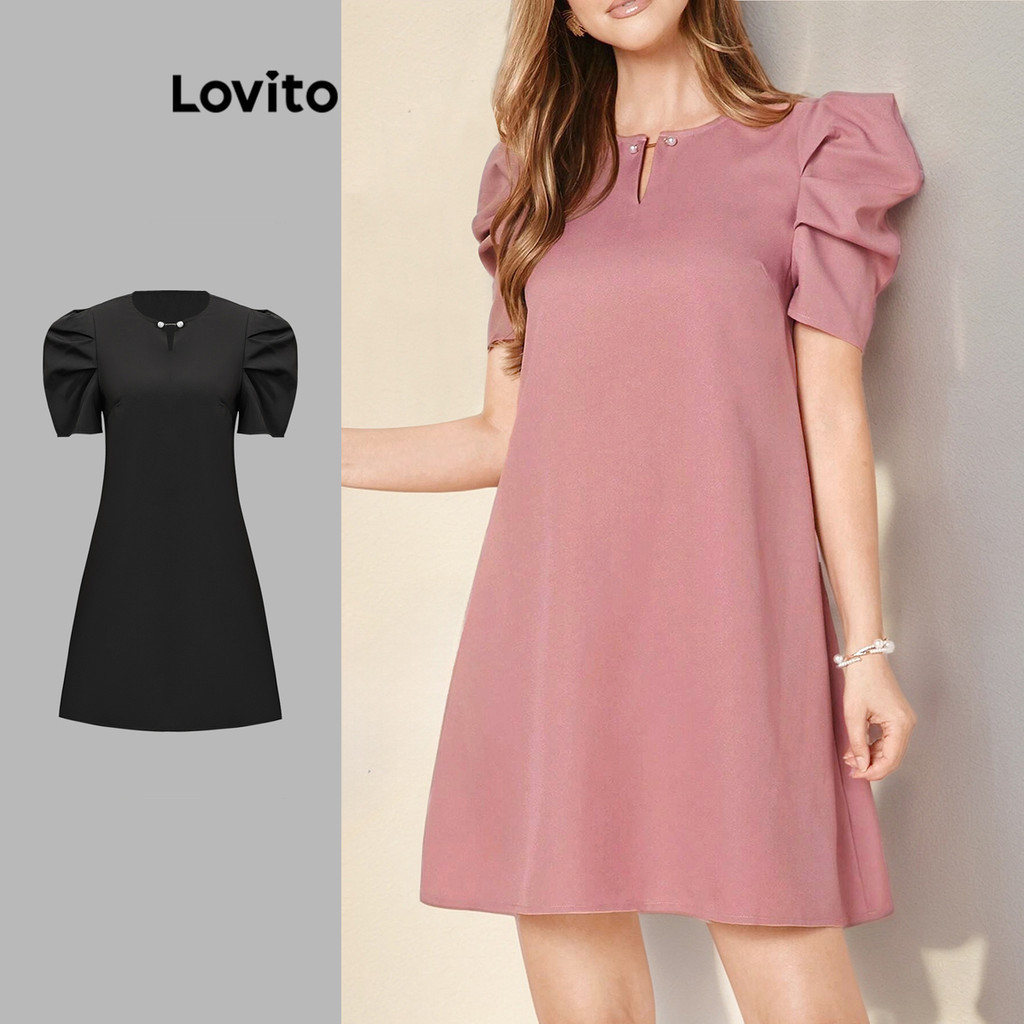 Lovito ชุดเดรสไข่มุกธรรมดา ๆ ที่อุดมสมบูรณ์สำหรับผู้หญิง L95ED919(หลากสี)