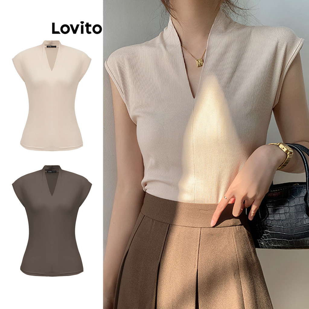 Lovito เสื้อผู้หญิง ทรงเบสิก สีพื้น สไตล์ลำลอง L83EN251(หลากสี)