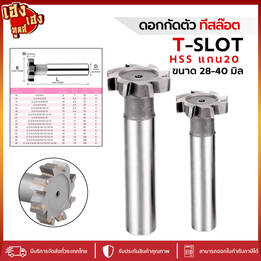 T-slot ทีสล๊อต ดอกกัดตัว T Hss ขนาด 28-40 มม. แกน16 แกน20 HSS T-SLOT CUTTER ดอกกัดที-สล็อต ไฮสปีด