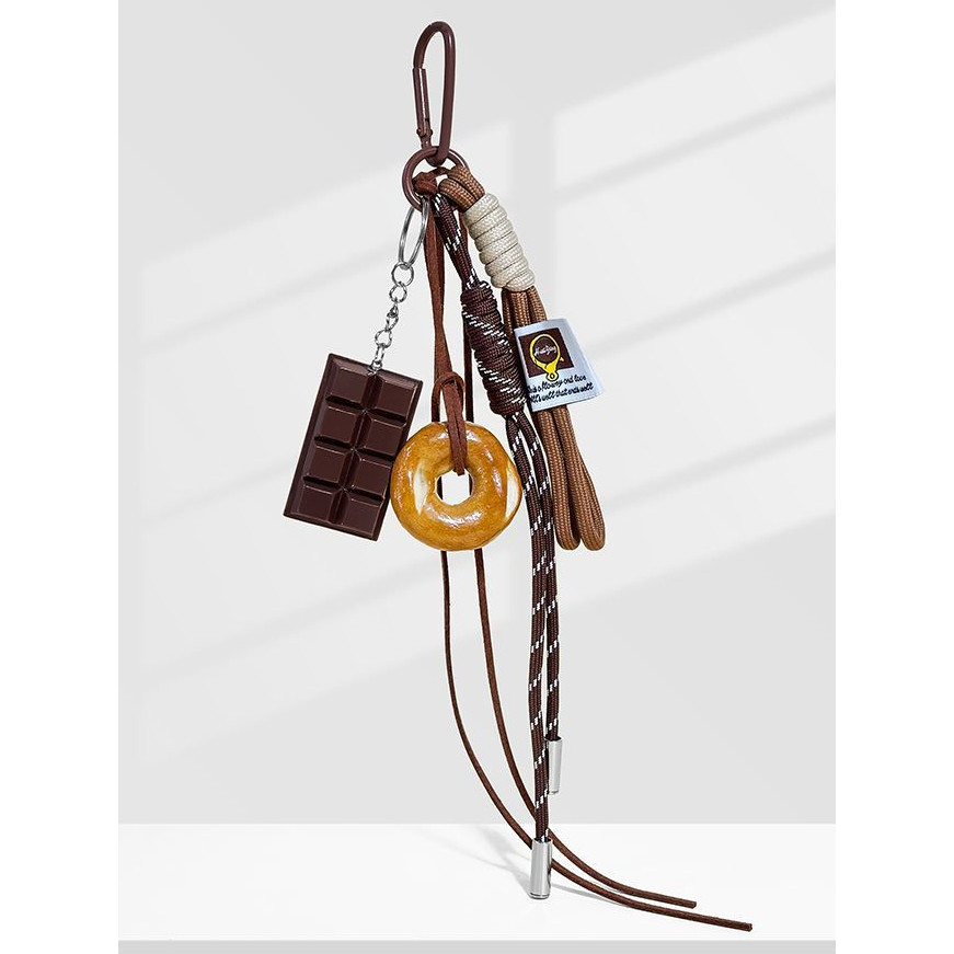 ฤดูใบไม้ร่วงฤดูหนาวด่างขนมปังน้ําจี้ miu Lanyard ช็อกโกแลต ins Blogger Creative กระเป๋านักเรียนเครื่องประดับพวงกุญแจรถของขวัญ