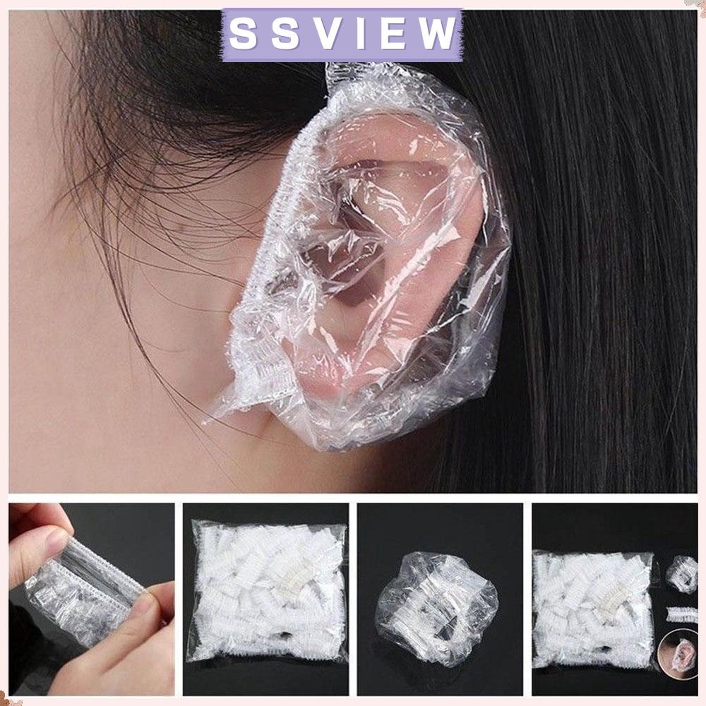 Stillsaview ทิ้งฝาครอบหูเครื่องมือย้อมผม Salon Bath Shower Onetime ครัวเรือนป้องกันหูหมวก