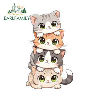 EARLFAMILY แมวน่ารักสไตล์รถจักรยานยนต์ Illustrationar สติกเก…