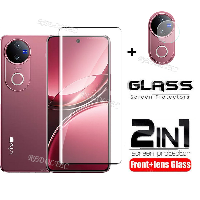 Vivo V50 5G 2 in 1 ป้องกันหน้าจอ + เลนส์ป้องกันคลุมทั้งหมด VIVOV50 VIVO V 50 ฟิล์มกระจกนิรภัยด้วยกล้อง Flim ป้องกัน