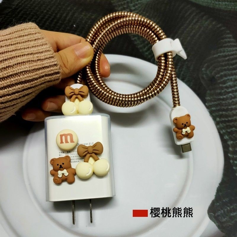 หมีน้อย VIVO 18W33W44W Charger Protector 66W 80W Charger cover 120w Charger case TPU น่ารักการ์ตูน A