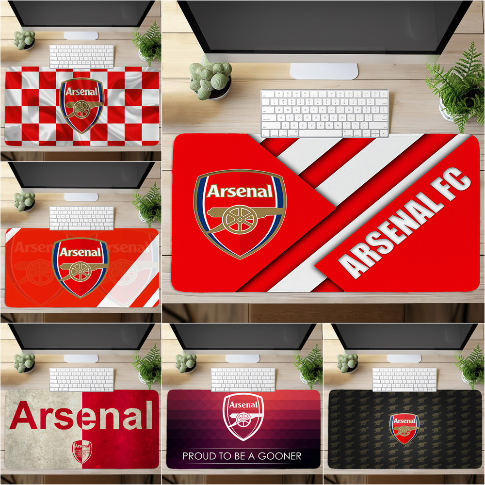 อาร์เซนอล FC โลโก้แผ่นรองเมาส์ศิลปะพิมพ์แป้นพิมพ์คอมพิวเตอร์แผ่นรองโต๊ะ (60x30 ซม./80x40 ซม.)